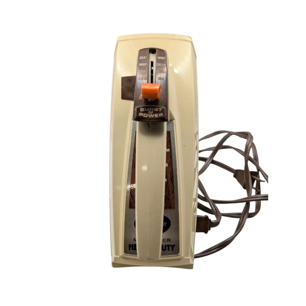 Vintage Sunbeam Mixmaster Hand Mixer 5 Speed 3-76 Almond Brown Burst of Power